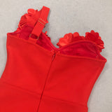 candice one-shoulder flower bodycon maxi dress in red