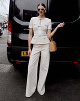 vicky Cream Sequin Knit Top