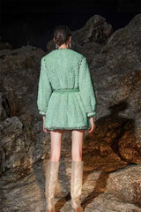 Joy V-Neck Long Sleeve Diamond Stud Coat