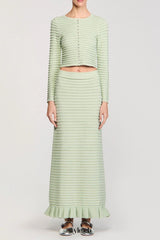 Rhinestone knit maxi skirt in Almond Green