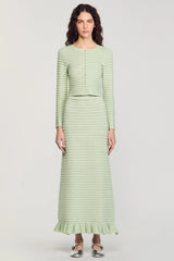 Rhinestone knit maxi skirt in Almond Green