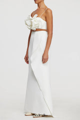 Irregular ruffle fishtail skirt in ivory
