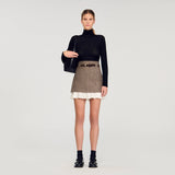 setlla Mini skirt with frill with belt in brown