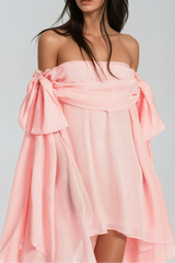 Pink Off Shoulder Mini Dress & Shorts Set