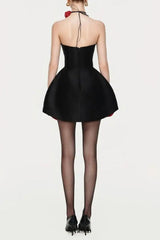 Rose Flower Ruffled Floral mini dress in Red