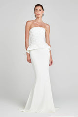 georgia 3d flower top pants set in white