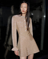 phoenix Gold Crystal Trim Knit Mini Dress