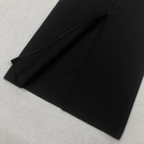 white flower embellished strapless black  midi dress