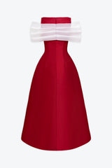 elfa boat-neck midi dress in red
