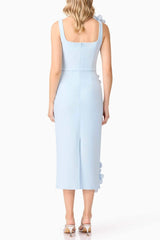 sabrina 3d flower Midi Dress in Blue