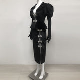 victoria cut out bow mini dress set in black