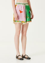 lesley Patterned Silk Shorts shirt set