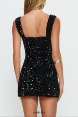 poppy Strapless Sequin Mini Dress in Black