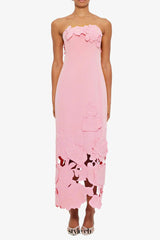 louise Appliqué Bustier Maxi Dress in pink