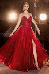 Ladivine  Beaded Appliqued A-Line Prom Gown