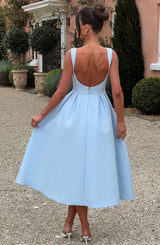 Clarabella sleeveless Midi Dress in white