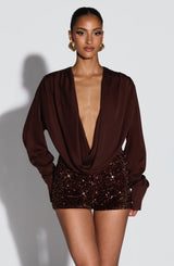 odelia sequin embellished Bodysuit - Plum Brown