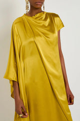 Yellow Draped Silk Maxi Dress
