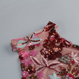 tracy sequin embroidery halter maxi dress in red