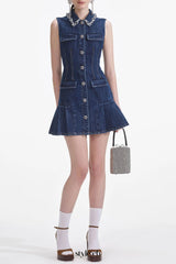 blue Denim Sleeveless Mini Dress