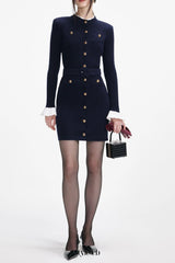 clementine Navy Viscose Knit Mini Dress