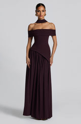 dorothy off-shoulder high slit Maxi Dress - Plum