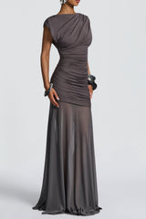 eileen ruched sleeveless Maxi Dress - Charcoal