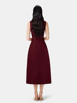 asymmetric collar blazer midi dress in red