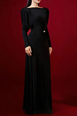 beryl pleated Knitted Fabric Maxi Dress in black