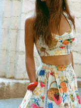 molly Linen pattern tank top midi sundress