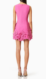 Daiva Flower embellished Mini Dress in pink