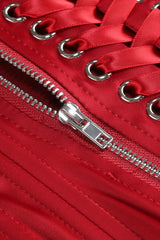 gwendolyn red Beaded Applique Lace-up mini Dress set