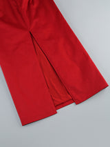 demi bow strapless midi dress in merlot