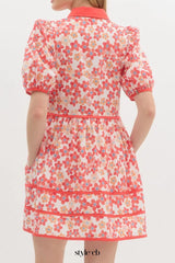 Floral Print Collared Mini Dress