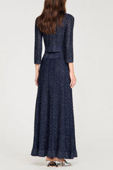 alexandra Rhinestone knit maxi skirt in navy blue