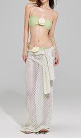 Dillan Green Flower Three-Piece Swimsuit