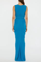 lily Drape Disconnect Tank maxi Dress in blue