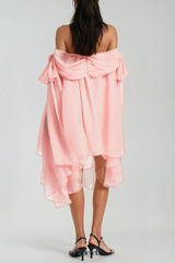 Pink Off Shoulder Mini Dress & Shorts Set