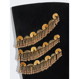 yuri Skeleton tassel embellished Bustier mini Dress in black