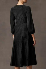 Knitted Dress in Black Metallic Midi