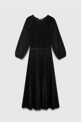 Knitted Dress in Black Metallic Midi