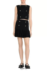 marcia black Double Breasted Ruffle Mini Skirt