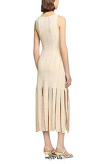 marjorie Fringed Knit Maxi Dress in Ecru