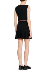 marcia black Double Breasted Ruffle Mini Skirt