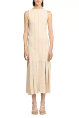 marjorie Fringed Knit Maxi Dress in Ecru