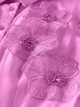 susanna floral Applique Shirt Midi Dress in pink