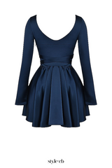 plunge v-neck mini dress in navy