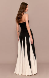 Black Bandeau Contrast Chiffon Pleated Maxi Dress
