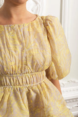 kristin Puff Sleeve Tiered Ruffle Midi Dress - Yellow