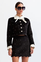 marjorie Velvet jewel co-ord - Black